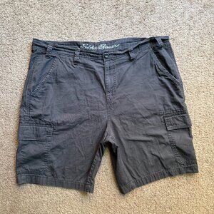 Eddie Bauer Shorts Mens 38x9.5 Cargo High Rise Pockets Ripstop Grey